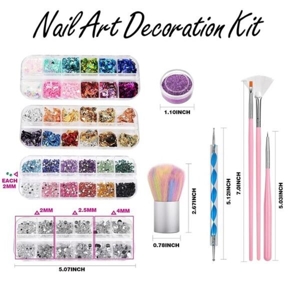 Nail Art Kit, Nail Design Tools Kit with Nail Art Brushes, Nail Dotting Tools - Picture 2 of 7